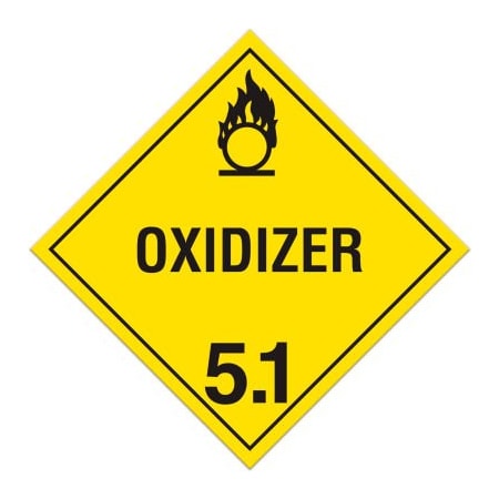 Top Tape And  Label. INCOM Class 5.1 Oxidizer Sub Adhesive Vinyl Placard - 100/Pkg TA510PS